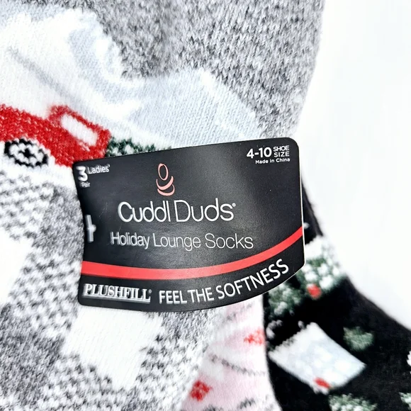 Cuddl Duds 3 pair Holiday Lounge Socks Cushy and Toasty Warm NWT - Picture 3 of 3